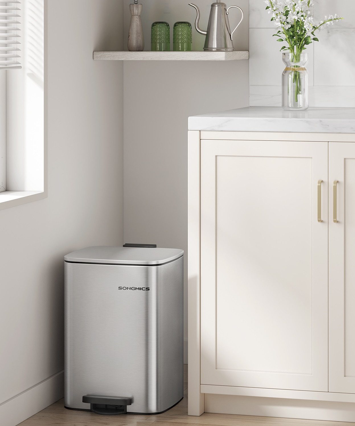 SONGMICS Mülleimer 20L/30L, Abfalleimer, Tretmülleimer, mit Inneneimer, Offenhaltefunktion