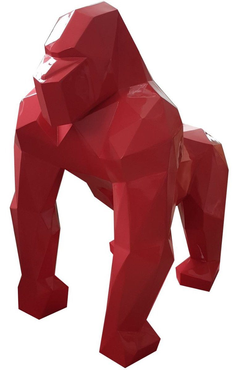 Gorilla Skulptur - Tierfigur Rot Deko x x Affe 118 Designer cm Padrino Casa Skulptur 128 Riesige Deko Gartendekofigur H. 78 -