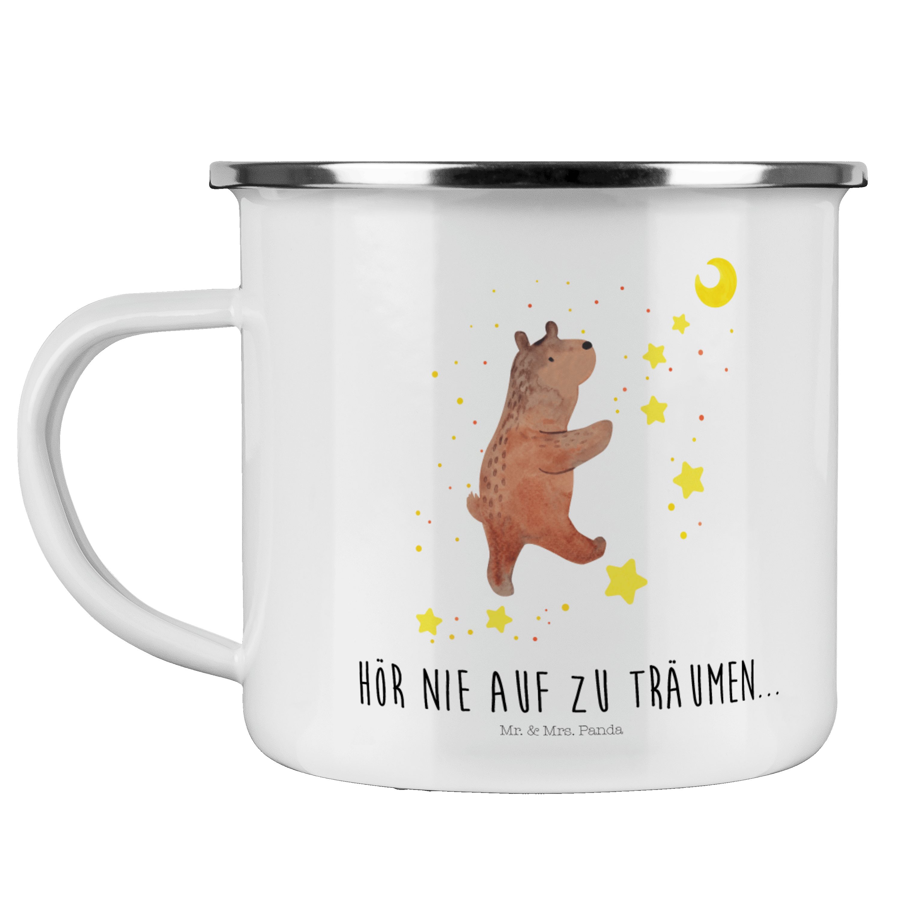 Mr. & Mrs. Panda Becher Bär Träume - Weiß - Geschenk, Teddybär, Traum, Kaffee Blechtasse, Ou, Emaille