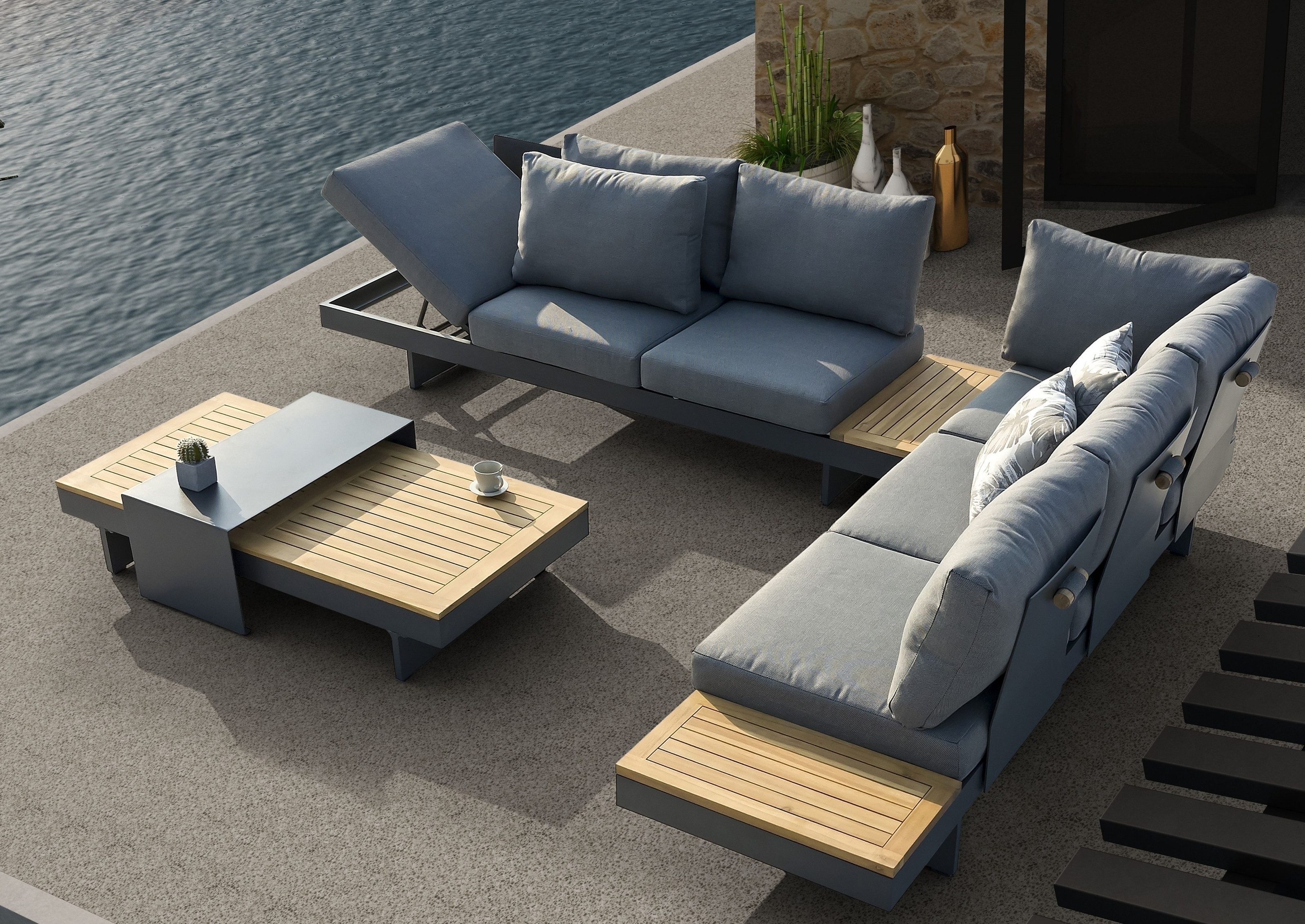 Gartentrends Gartenlounge-Set Barbados, (4er-Set), (4er-Set) 2x Liege 245x70x71cm, 2x Tisch 140x28x70cm / 80x36x40cm