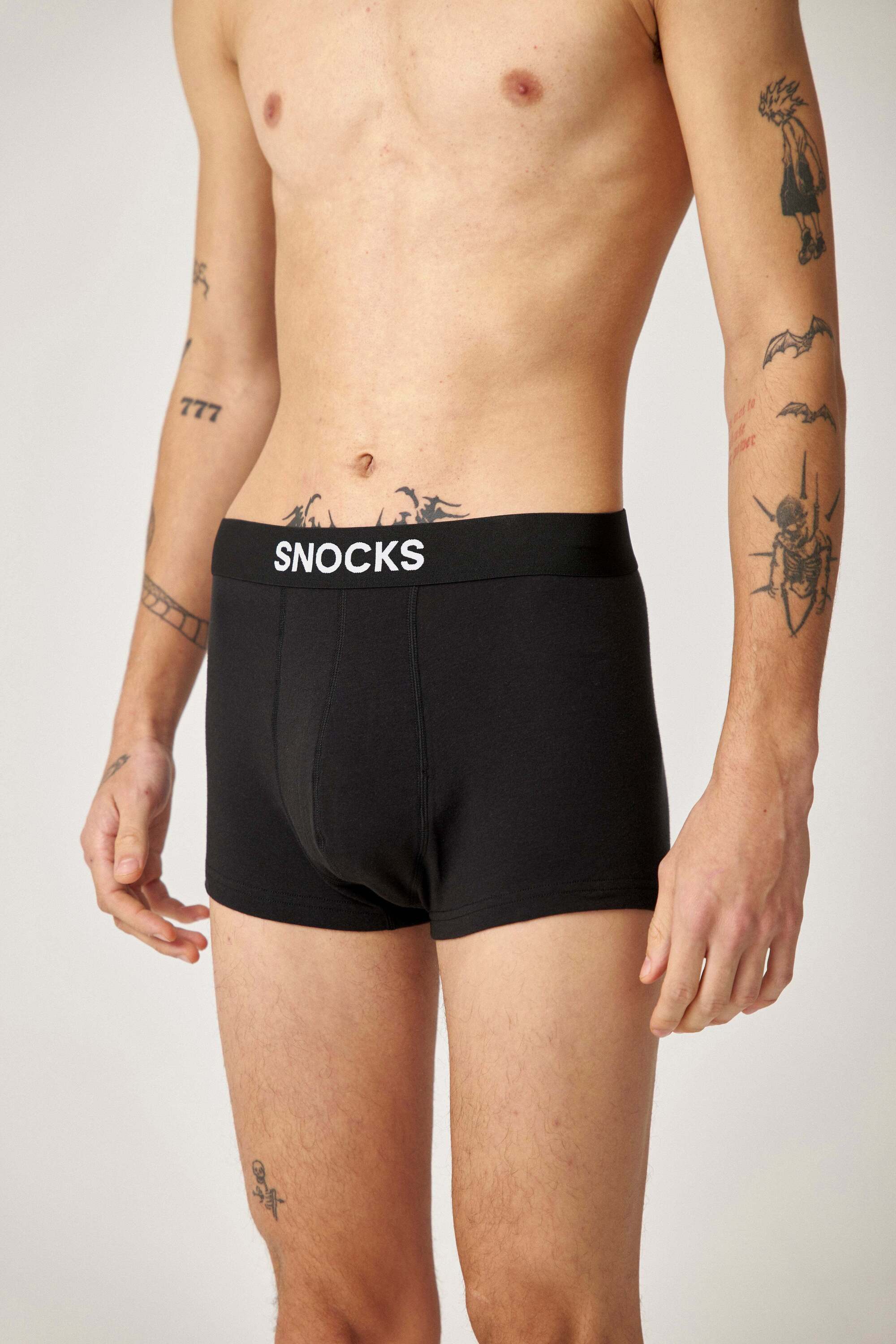 SNOCKS Boxershorts kurze Trunks Herren Unterhose (3-St) aus Bio-Baumwolle ohne kratzenden Zettel