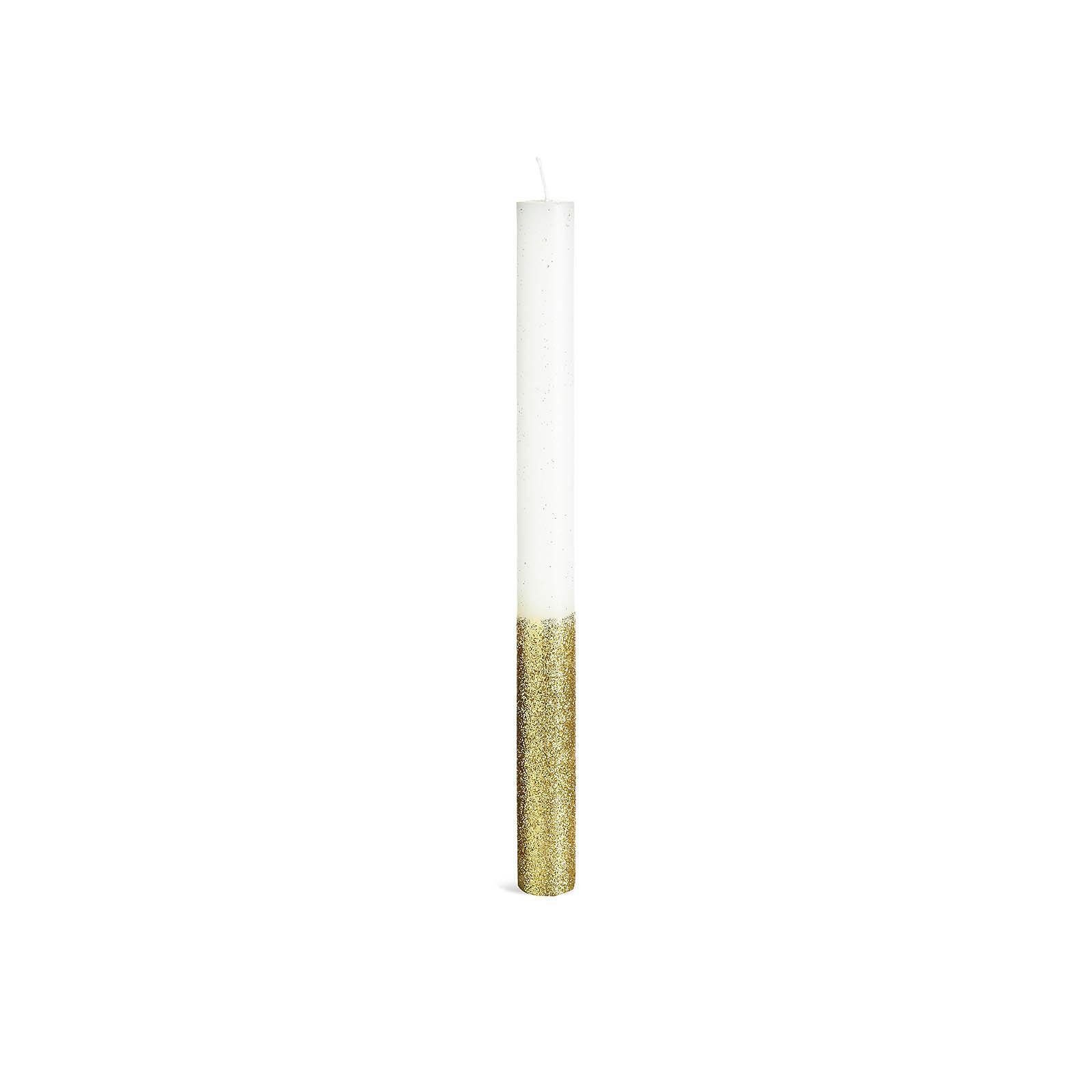 Depot Stumpenkerze Stabkerzen Gold Glitter Stabkerze), Zentimeter, H Paraffin, Weiß Zentimeter (Packung, aus 2.2 1 25 Ø
