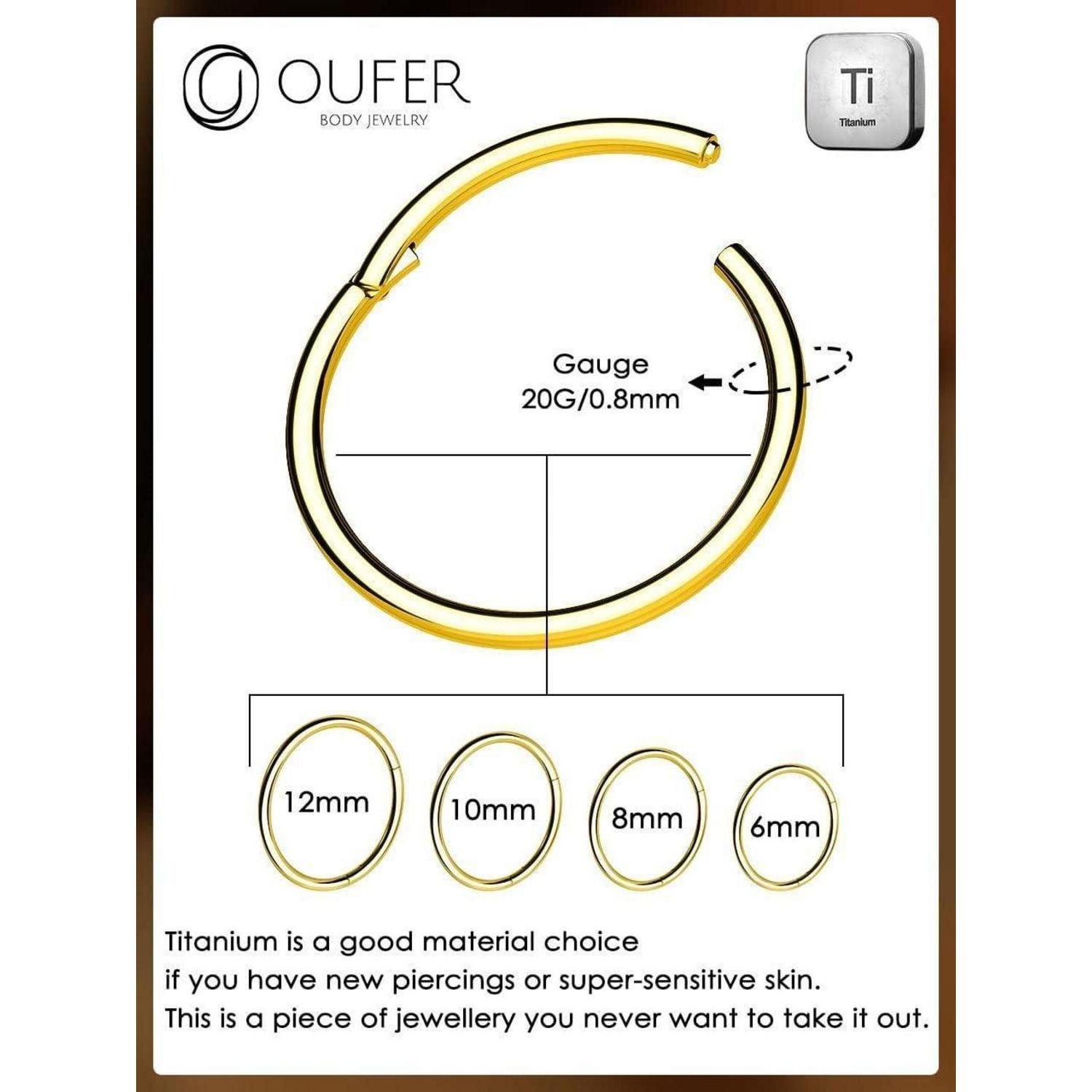OUFER Nasenpiercing 20G Titan Nasenring Piercing Hoop Nase Nostril Stecker 8mm