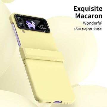 Wigento Handyhülle Für Samsung Galaxy Z Flip4 Handyhülle Gelb Schutz Cover Handy Tasche