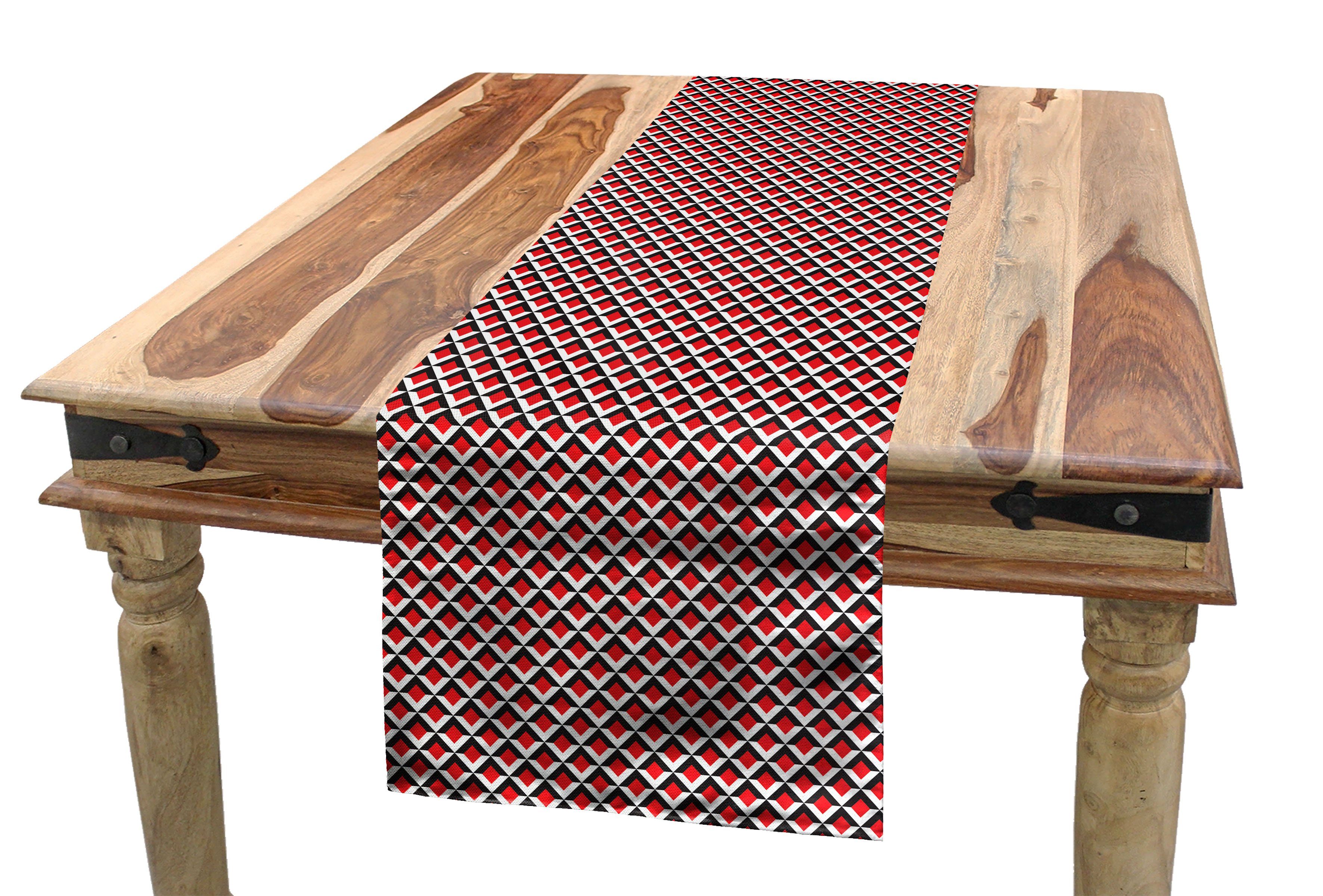 Abakuhaus Tischläufer Küche Vibrant Geometrisch Tile Rechteckiger Grid Tischläufer, Dekorativer Esszimmer