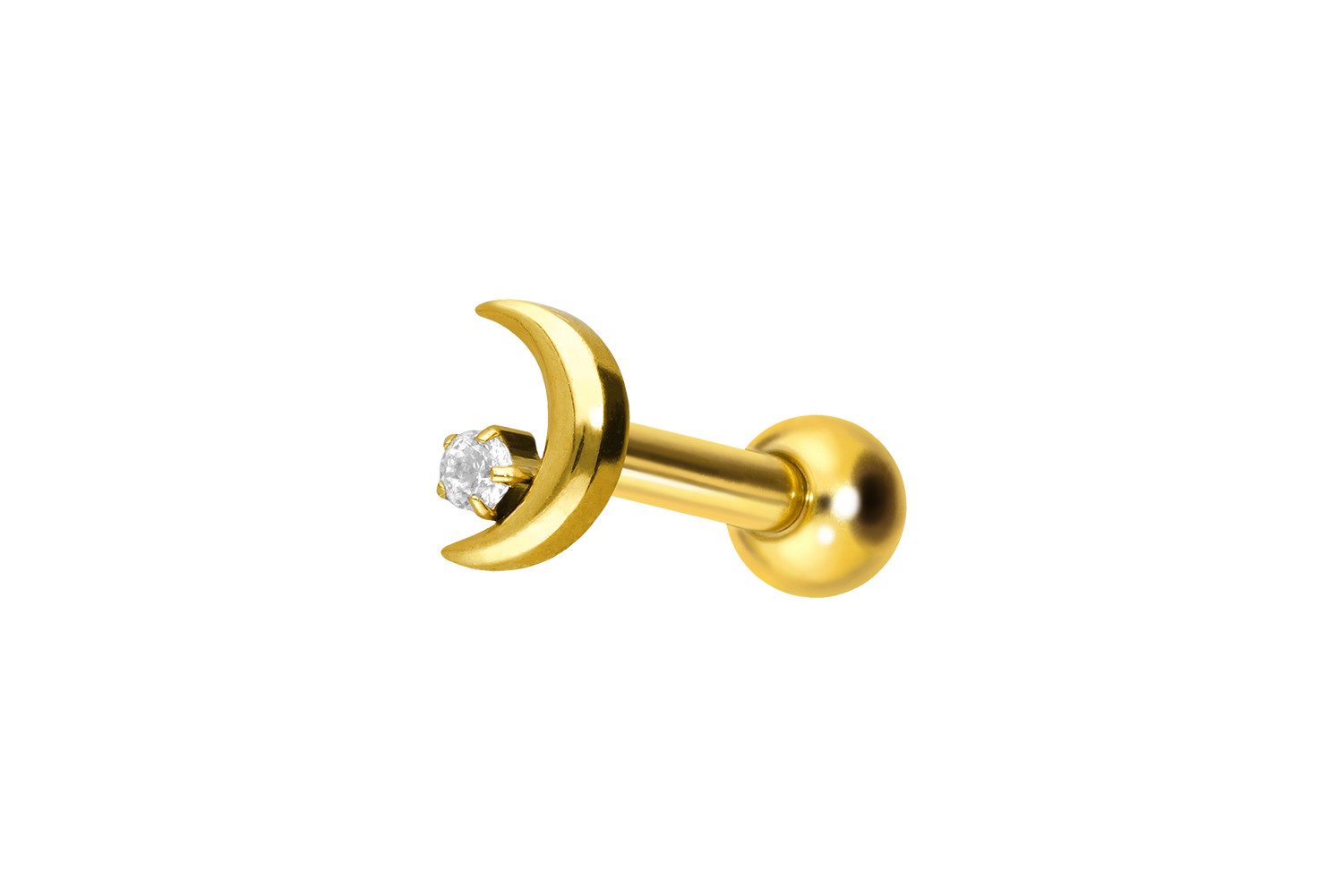Piercing-Set Titan Ohrpiercing mit Innengewinde MOND + KRISTALL