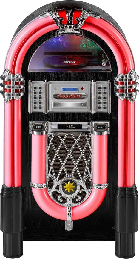 Karcher JB 6608D Retro-Radio (Digitalradio (DAB), FM-Tuner, UKW mit RDS, 40 W, USB & SD für MP3-Wiedergabe, Schallplattenspieler, CD/MP3-Player)