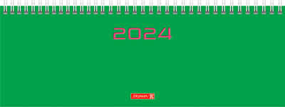 BRUNNEN Querkalender BRUNNEN Kalender 2024 Querkalender 2Seiten/1Woche grün 10-77261534, mit gedruckten Monatstabs