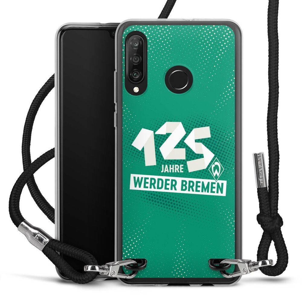 DeinDesign Handyhülle 125 Jahre Werder Bremen Offizielles Lizenzprodukt, Huawei P30 Lite Premium Handykette Hülle mit Band Case zum Umhängen