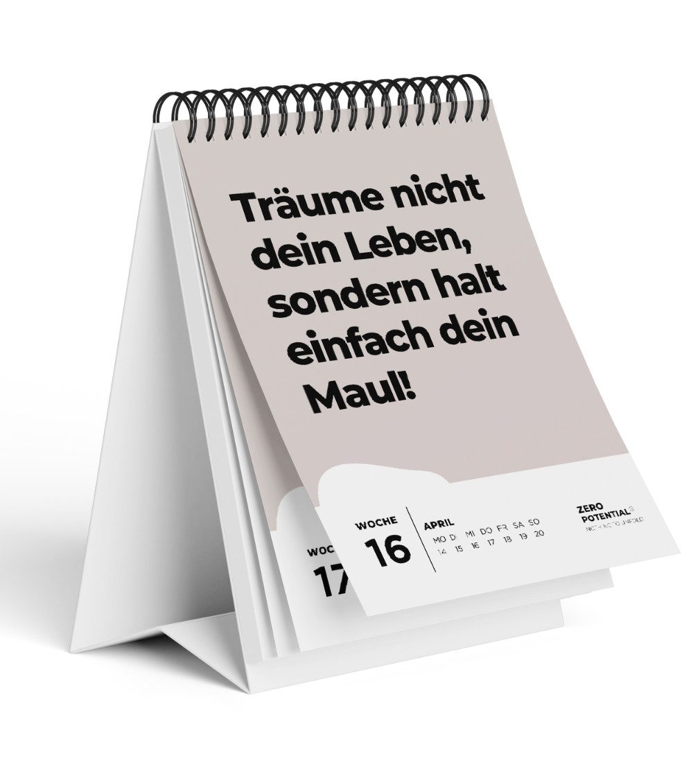 ZERO POTENTIAL Tischkalender Demotivierender Kalender 2025sarkastische Sprüche Büro Deko Geschenk