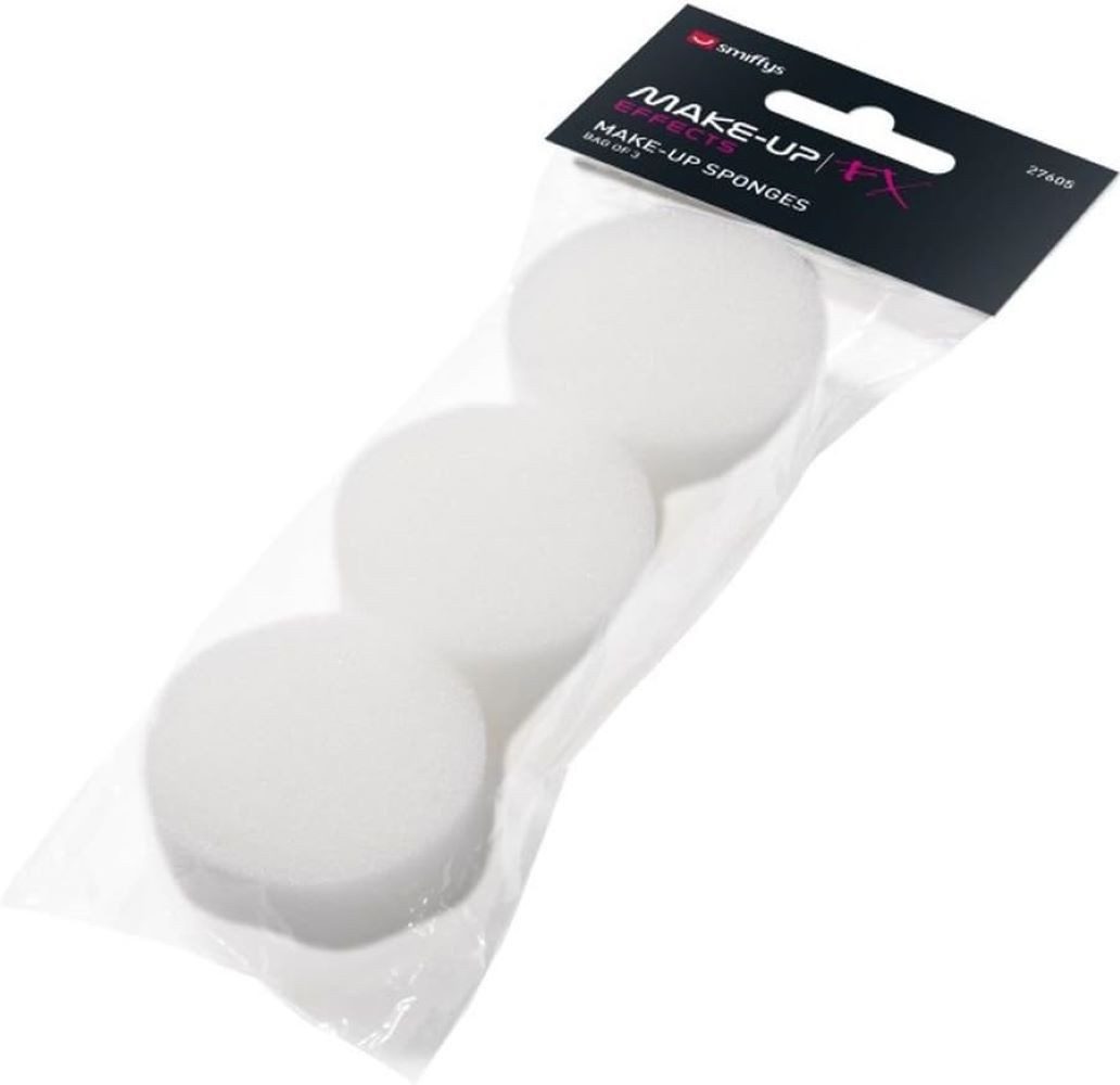 Smiffys Make-up Schwamm Smiffys 3er Pack Make-Up FX Essentials, Foam Cosmetic Sponges, Weiß