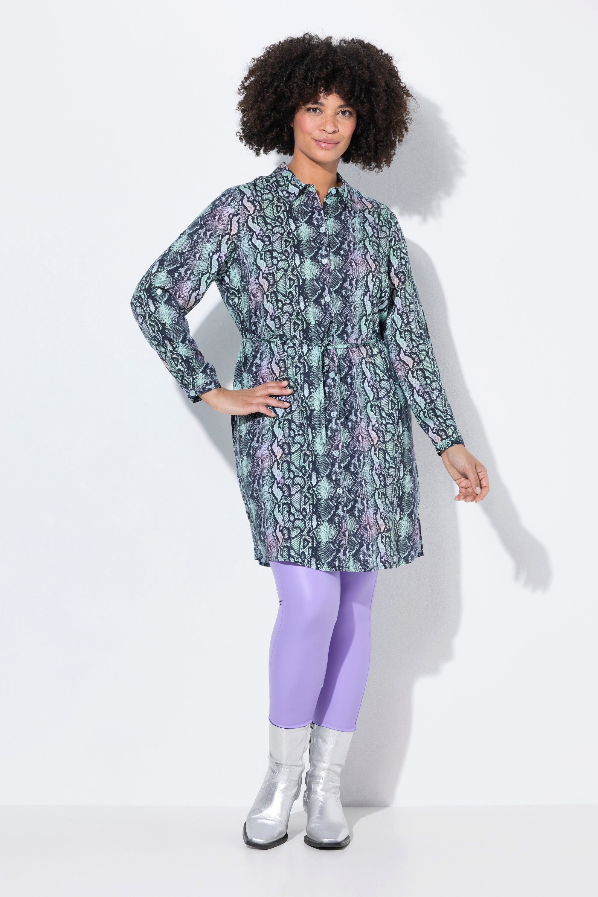 Longbluse Hemdbluse Schlangenmuster Langarm