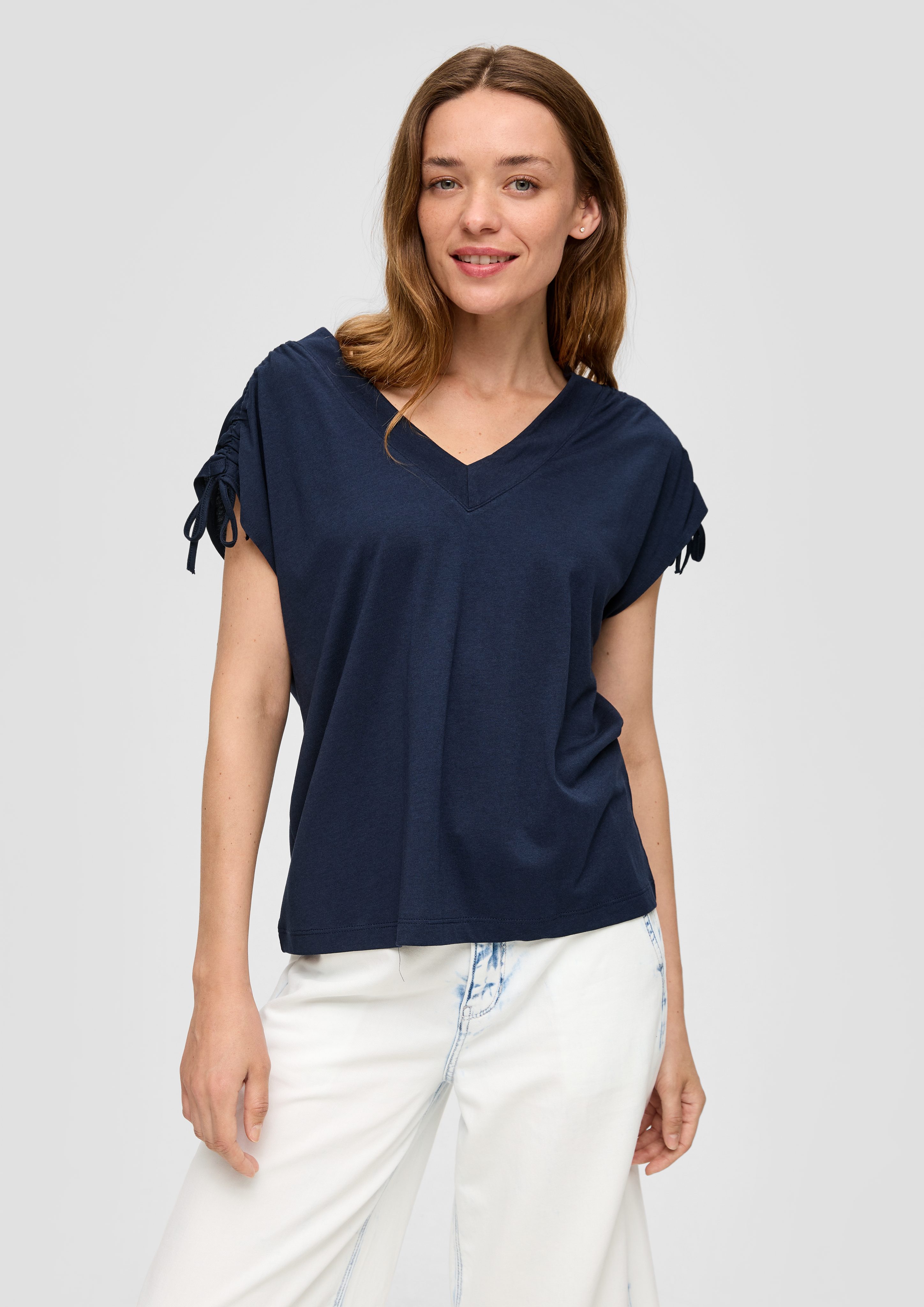 s.Oliver Kurzarmshirt Ärmelloses Shirt mit Bindedetails günstig online kaufen
