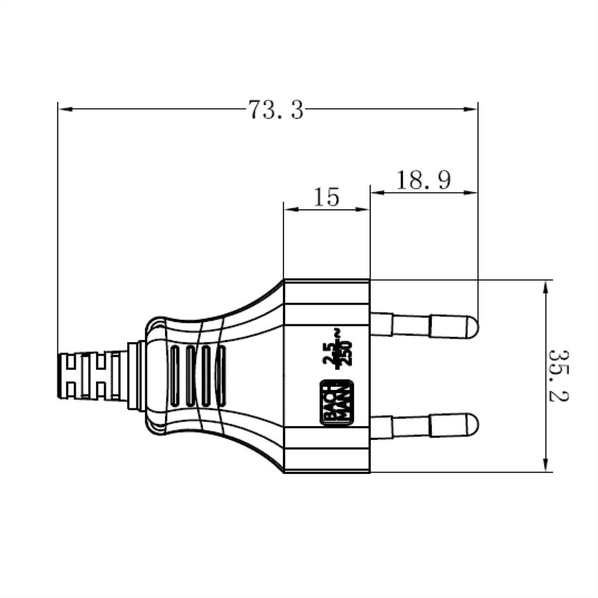 Bachmann Euroflachstecker weiß Stromadapter, 0 cm, Schraubanschluss VE 3 Stk. im Polybeutel, 900.011
