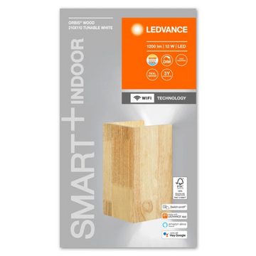 Ledvance Wandleuchte Wood, 12W, dualweiß, 1200lm, IP20, F, 110x110mm, dualweiß
