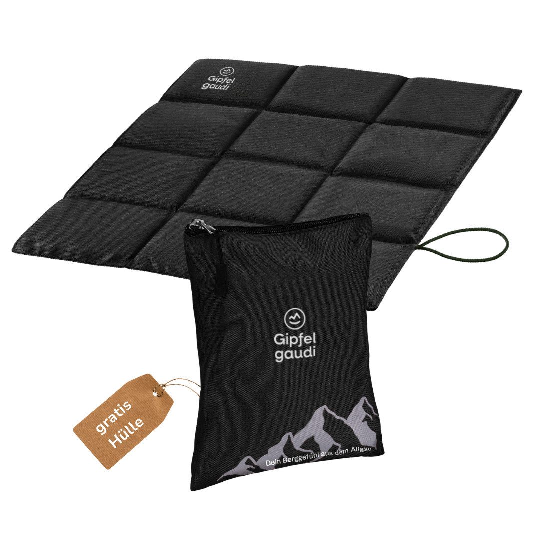 Gipfelgaudi Thermositzkissen Outdoor Sitzkissen faltbar inkl. Tasche, Ultraleicht & Wasserfest, isolierend, rutschfest und bequem