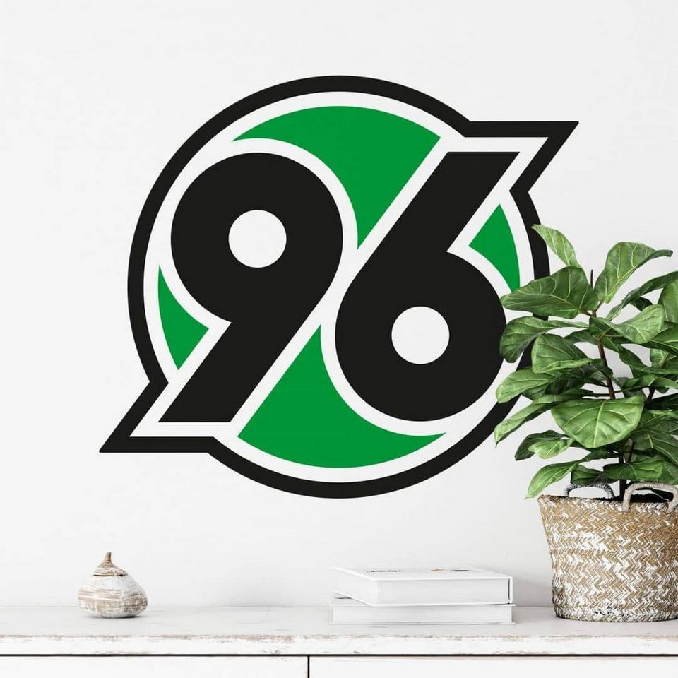 Hannover 96 Wandtattoo Fußball Wandtattoo Hannover 96 Retro Logo Rund  Schwarz Grün Aufkleber, Wandbild selbstklebend, entfernbar