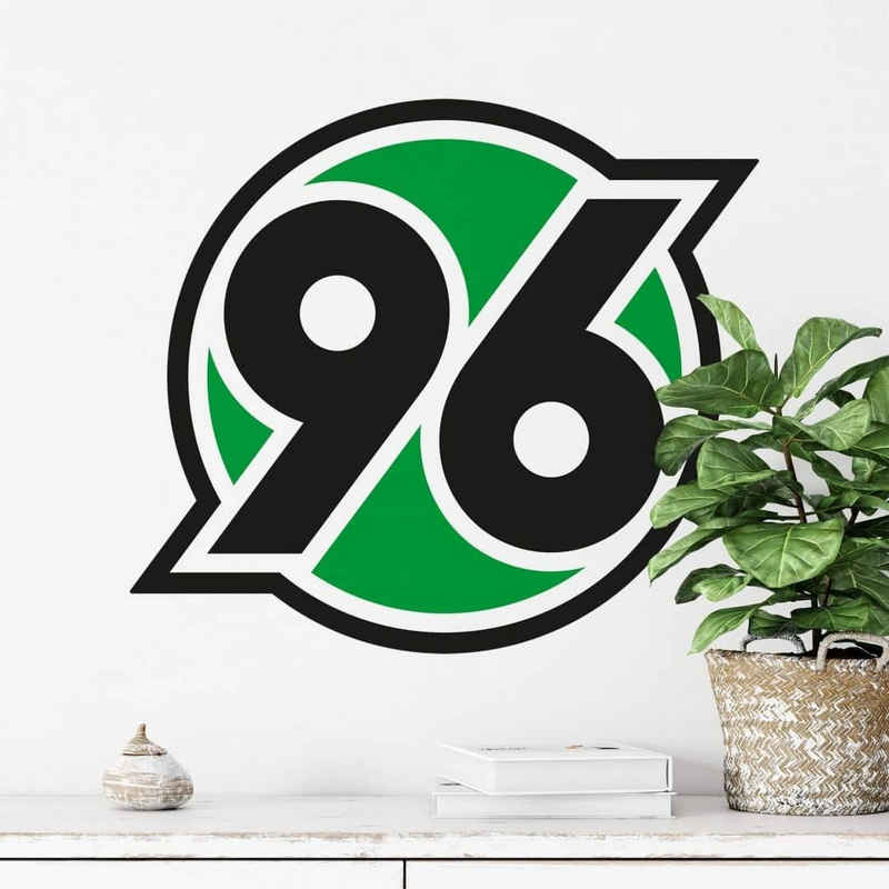 Hannover 96 Wandtattoo Fußball Wandtattoo Hannover 96 Retro Logo Rund Schwarz Grün Aufkleber, Wandbild selbstklebend, entfernbar