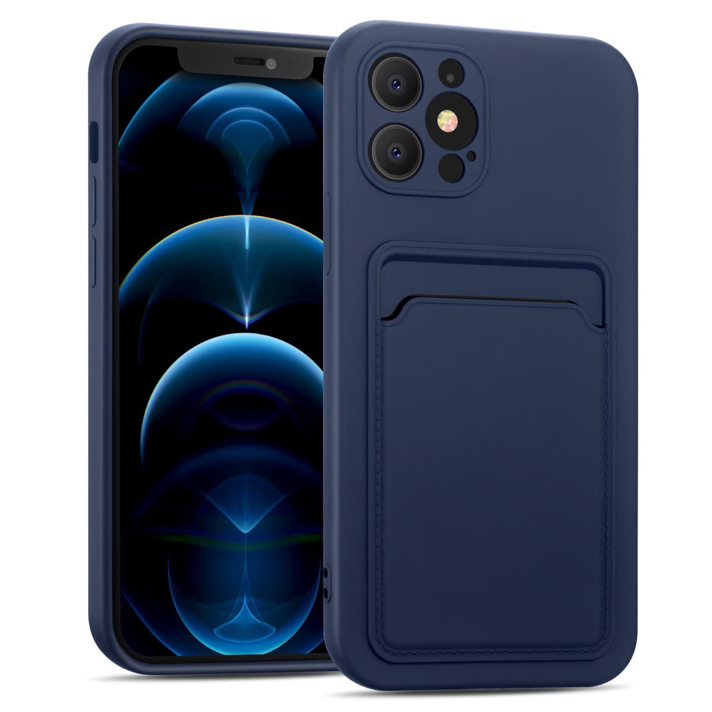 CoolGadget Handyhülle Schutzhülle mit Kartenfach für Apple iPhone 12 Pro Max 6,7 Zoll, Silikon Case Slim TPU Cover Tasche mit Aufbewahrung EC Karte Ausweis