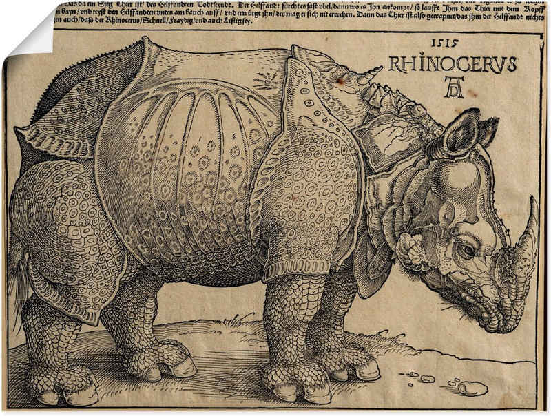Artland Wandbild Nashorn. 1515. Für König Emanuel., Wildtiere (1 St), als Leinwandbild, Wandaufkleber oder Poster in versch. Größen