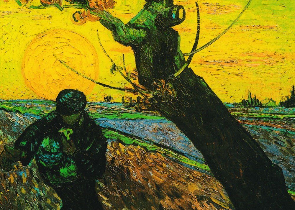 Postkarte Kunstkarte Vincent van Gogh "Sämann bei untergehender Sonne"