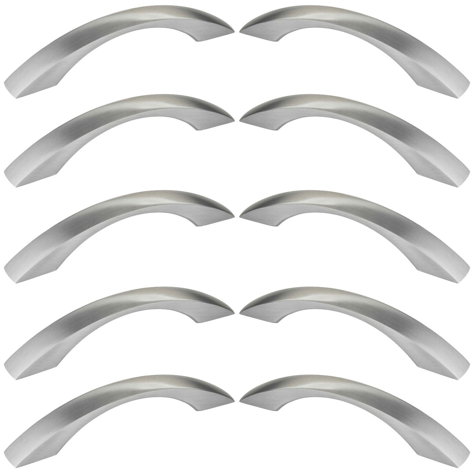 SO-TECH® Möbelgriff Zoe Выдвижные ящикиgriff Griff Bogengriff Bügelgriff BA 128 mm (10-St), Edelstahloptik matt inkl. Schrauben