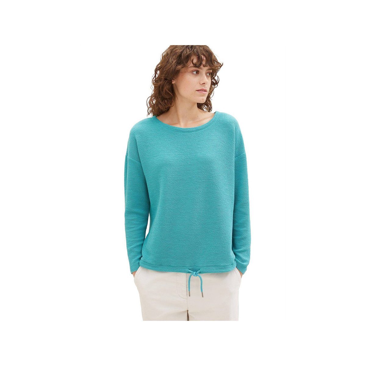 Sweatshirt Summer (1-tlg) TAILOR textil Teal gelb TOM passform