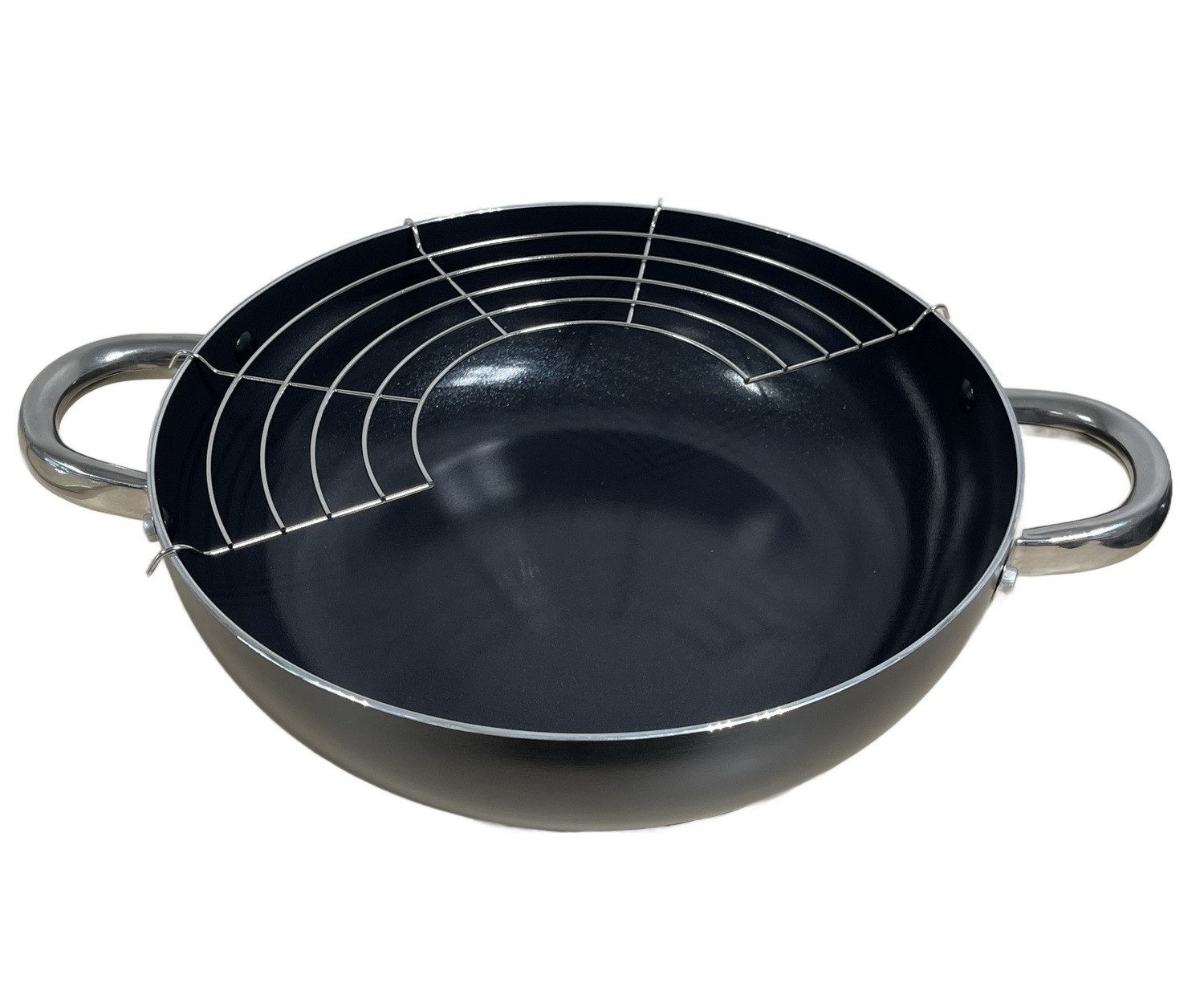 Gustav Voss Wok Ø 28 cm Wokpfanne PIRÄUS mit Deckel & Ablagegitter, verstärkte Aluminiumlegierung (spülmaschinengeeignete Wok-Bratpfanne mit Deckel, auch verwendbar als Schmorpfanne & Servierpfanne), induktionsfähige Pfanne mit Procalon®Cera-Beschichtung