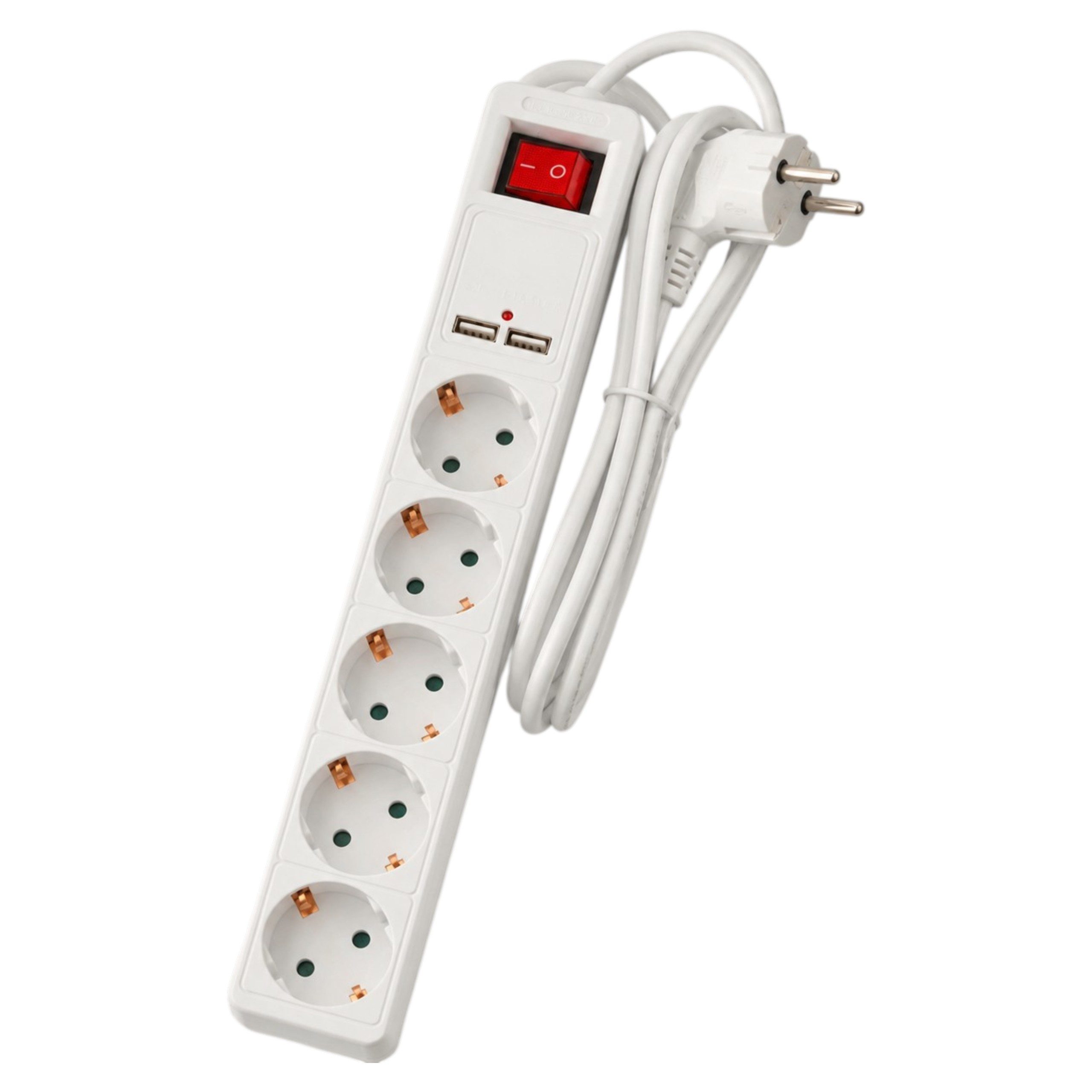 Arcas Arcas 5-fach Schuko Steckdosenleiste mit 2x USB, Schalter, 3680W Steckdosenleiste