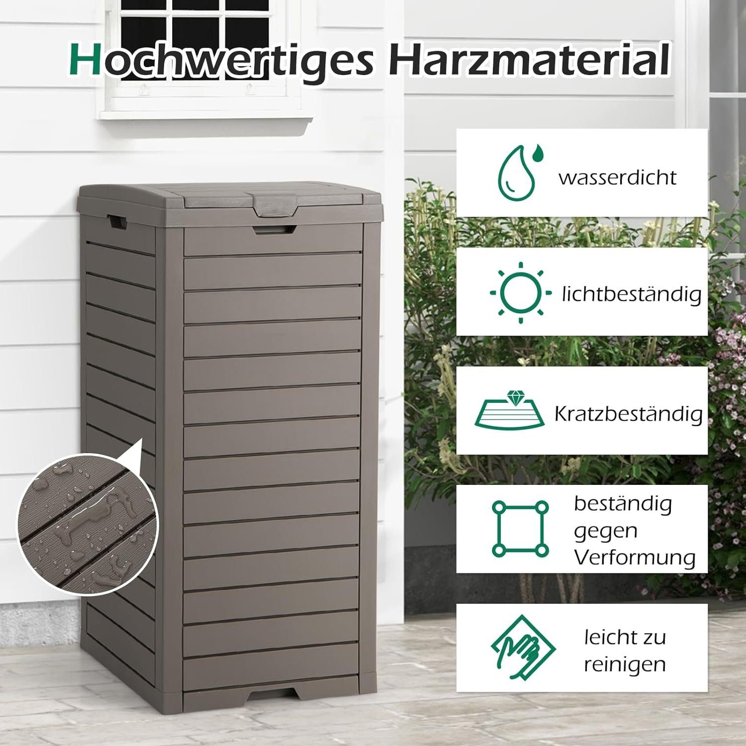 KOMFOTTEU Mülltonnenbox 118 L (1 St), mit Klappdeckel & ausziehbarer Abtropfschale