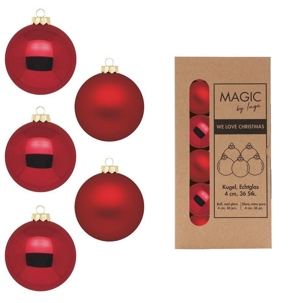 MAGIC by Inge Weihnachtsbaumkugel, Weihnachtskugeln Glas 4cm 36 Stück - Ochsenblut