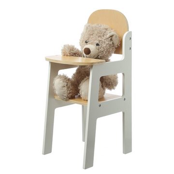 HOLLYHOPPER Puppenhochstuhl Puppenhochstuhl Spielstuhl aus Holz Puppenstuhl H: 47cm weiß braun