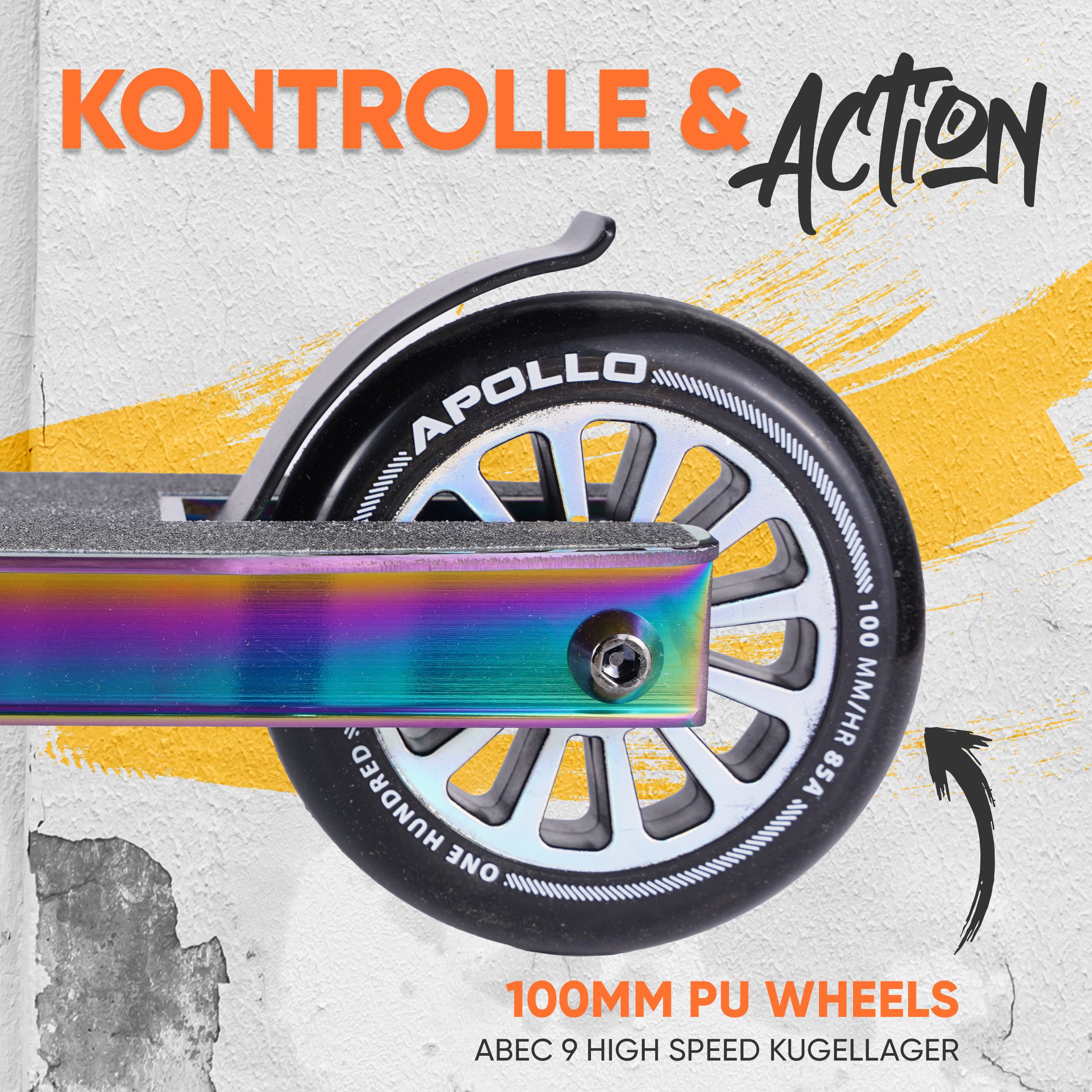Apollo Stuntscooter Gravity - Fun-Kickscooter für Kinder und Teenager, Hohe Belastbarkeit (bis 100kg) und einfaches Handling.