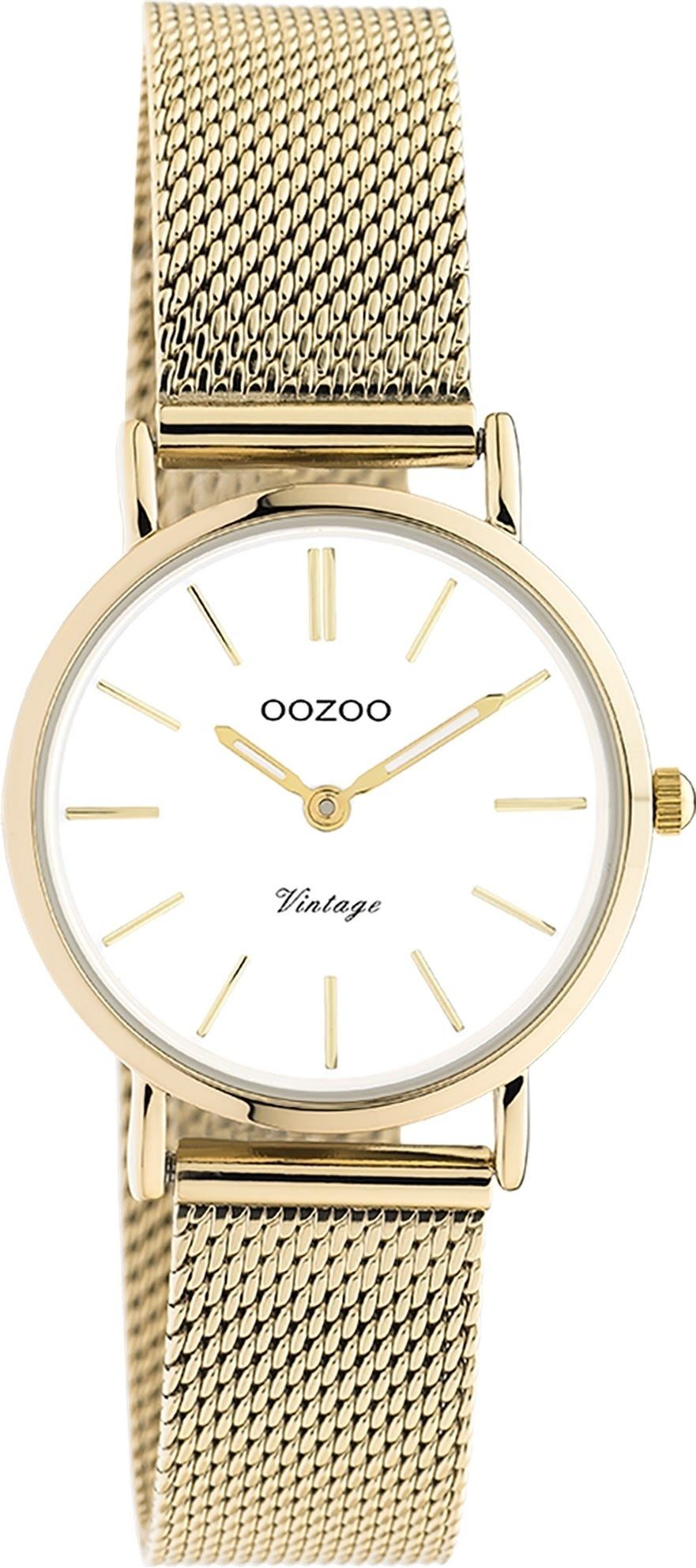 OOZOO Quarzuhr Oozoo Unisex Armbanduhr gold Analog, (Analoguhr), Damen, Herrenuhr rund, klein (ca 28mm) Edelstahlarmband, Elegant-Style