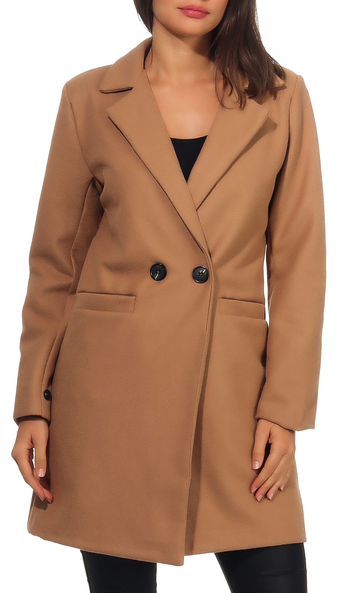 malito more than fashion Trenchcoat malito Damen Kurzmantel, edle Jacke mit Knöpfen, schicke Übergangjac Übergangsmantel mit Knopfverschluss