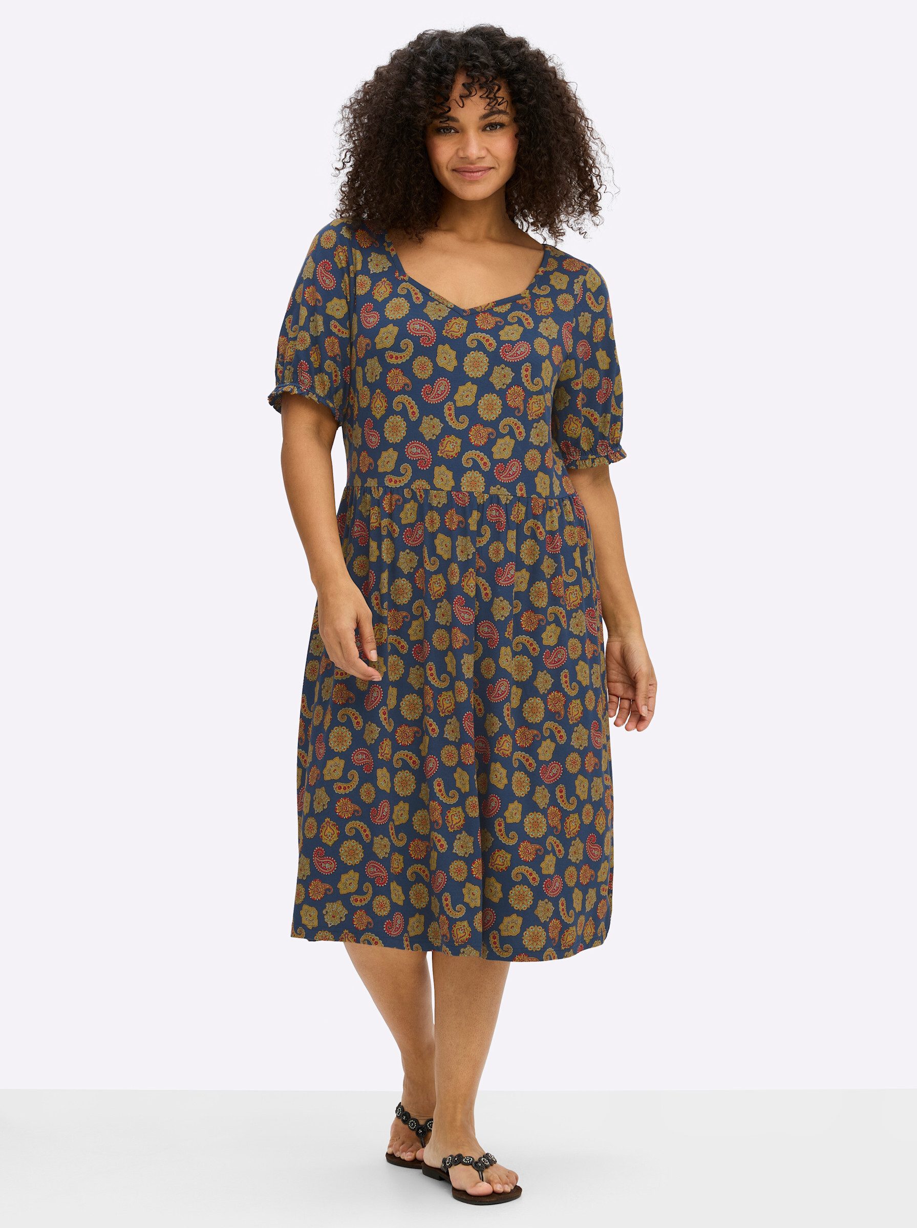 Sheego Jerseykleid Jersey-Kleid Kurzarm