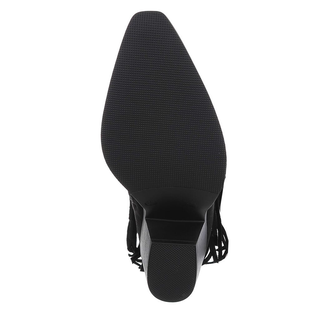 Ital-Design Stiefeletten mit Fransen und Nieten für Damen Westernstiefelette (90704206) Blockabsatz Stiefeletten in Schwarz