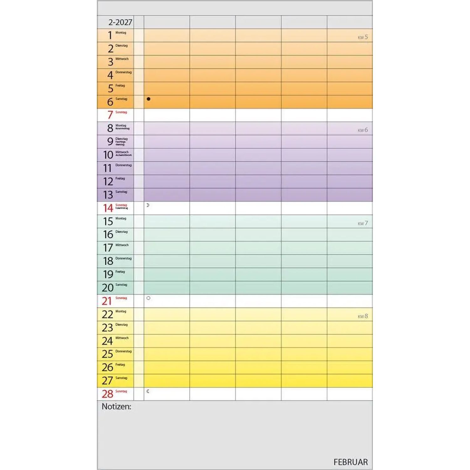 Korsch Verlag Wandkalender Familienplaner Farbenspiel 2027