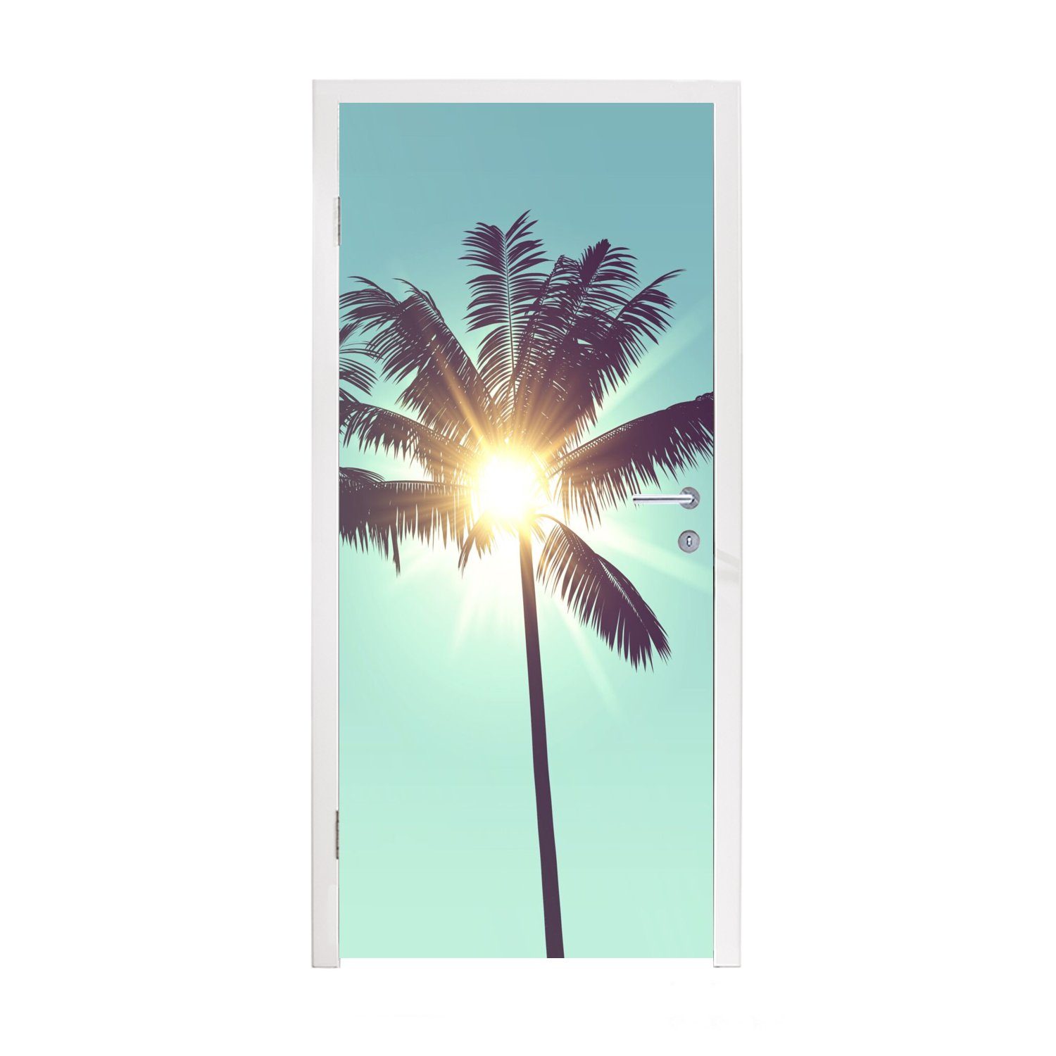MuchoWow Türtapete Palmen - Sommer - Sonne, Matt, bedruckt, (1 St), Fototapete für Tür, Türaufkleber, 75x205 cm | Türtapeten