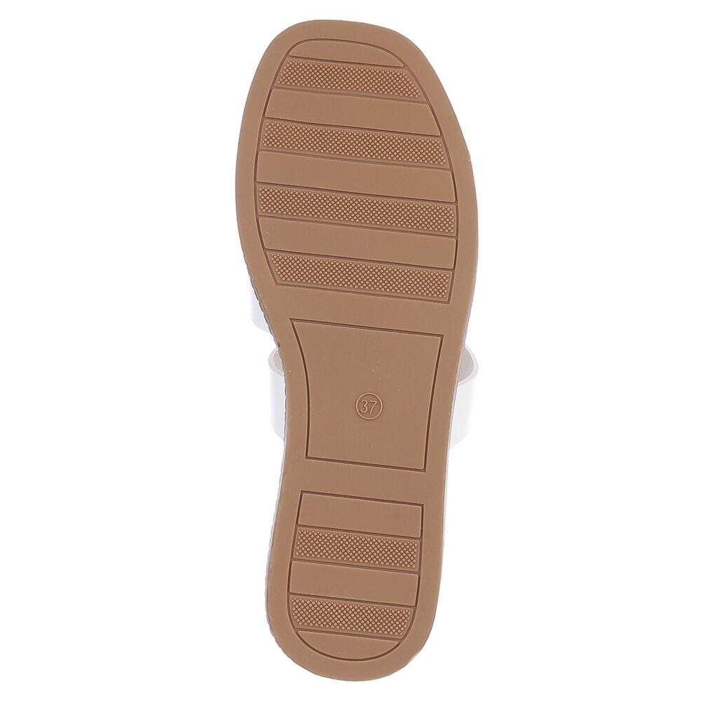 Ital-Design Damen Sandale mit breiten Riemen und bequemer Innensohle Pantolette (91409291) Keilabsatz/Wedge Pantoletten in Weiß