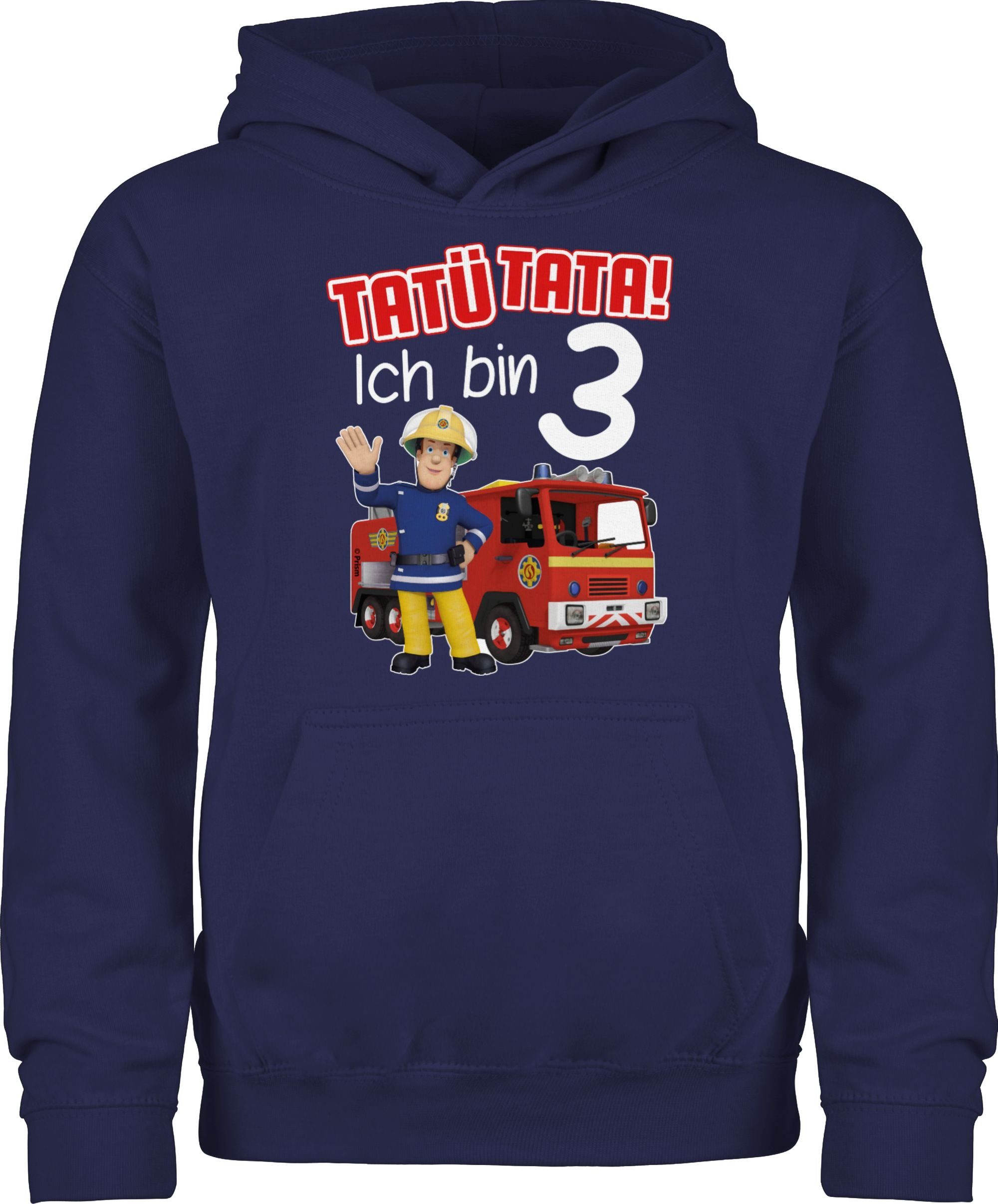 Shirtracer Hoodie Tatü Tata! Ich bin 3 Geburtstag Feuerwehrmann Sam Mädchen 1 Navy Blau | Sweatshirts