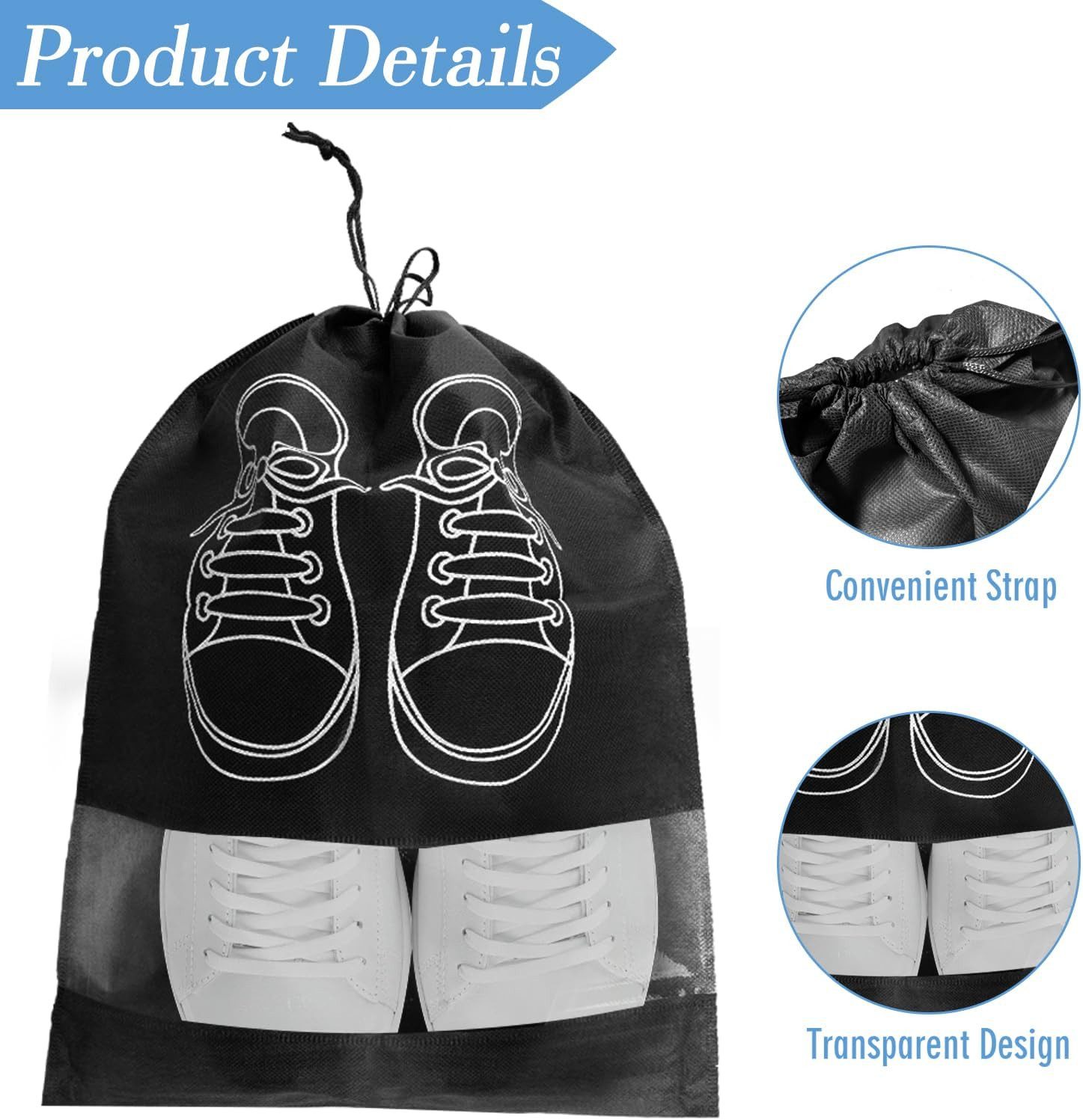 Coonoor Kofferorganizer 5/10 Stück Schuhbeutel Reise, Staubdicht Schuhtasche wasserdichte (10-tlg) – Bild 3 von 5