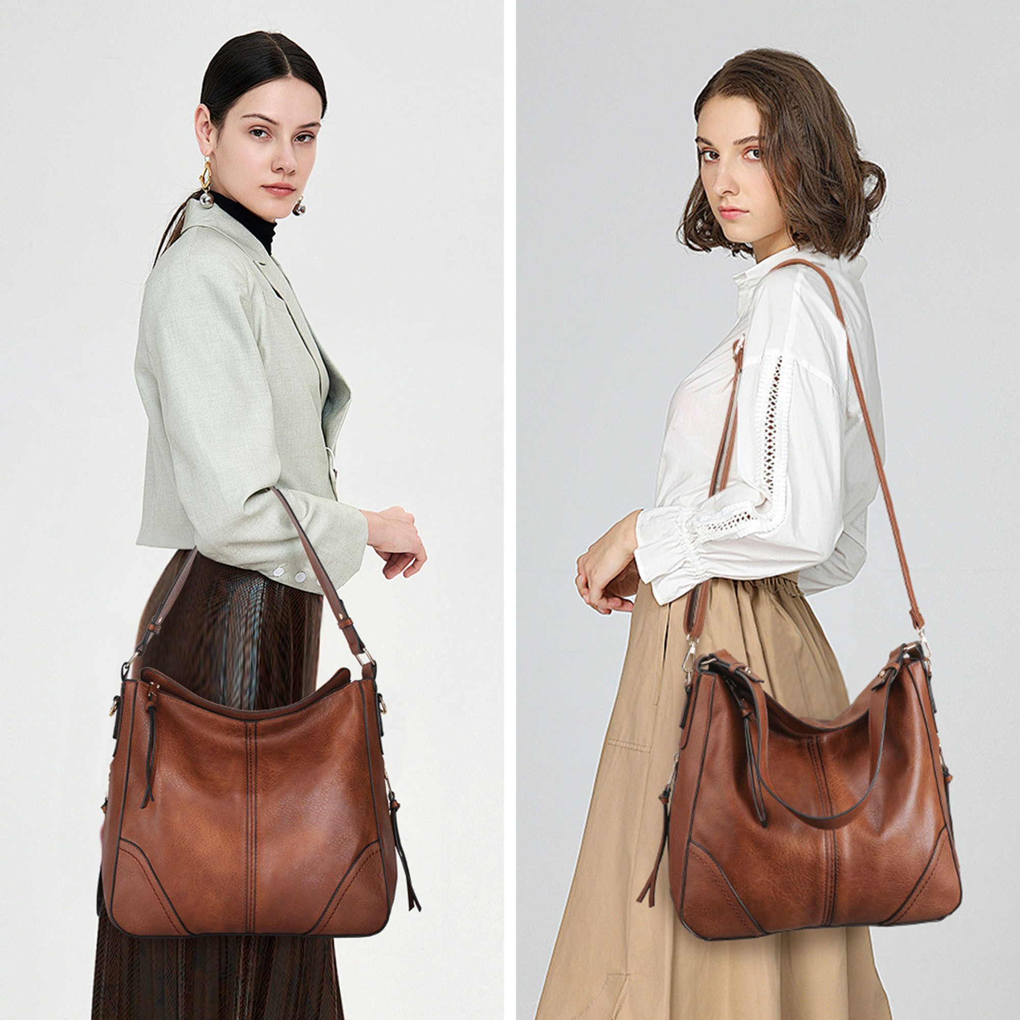 TAN.TOMI Schultertasche Designer Damen Hobo Taschen Handtaschen mit Vielen Fächern, Mit Handschlaufe und Schultergurt (verstellbarer Schultergurt)