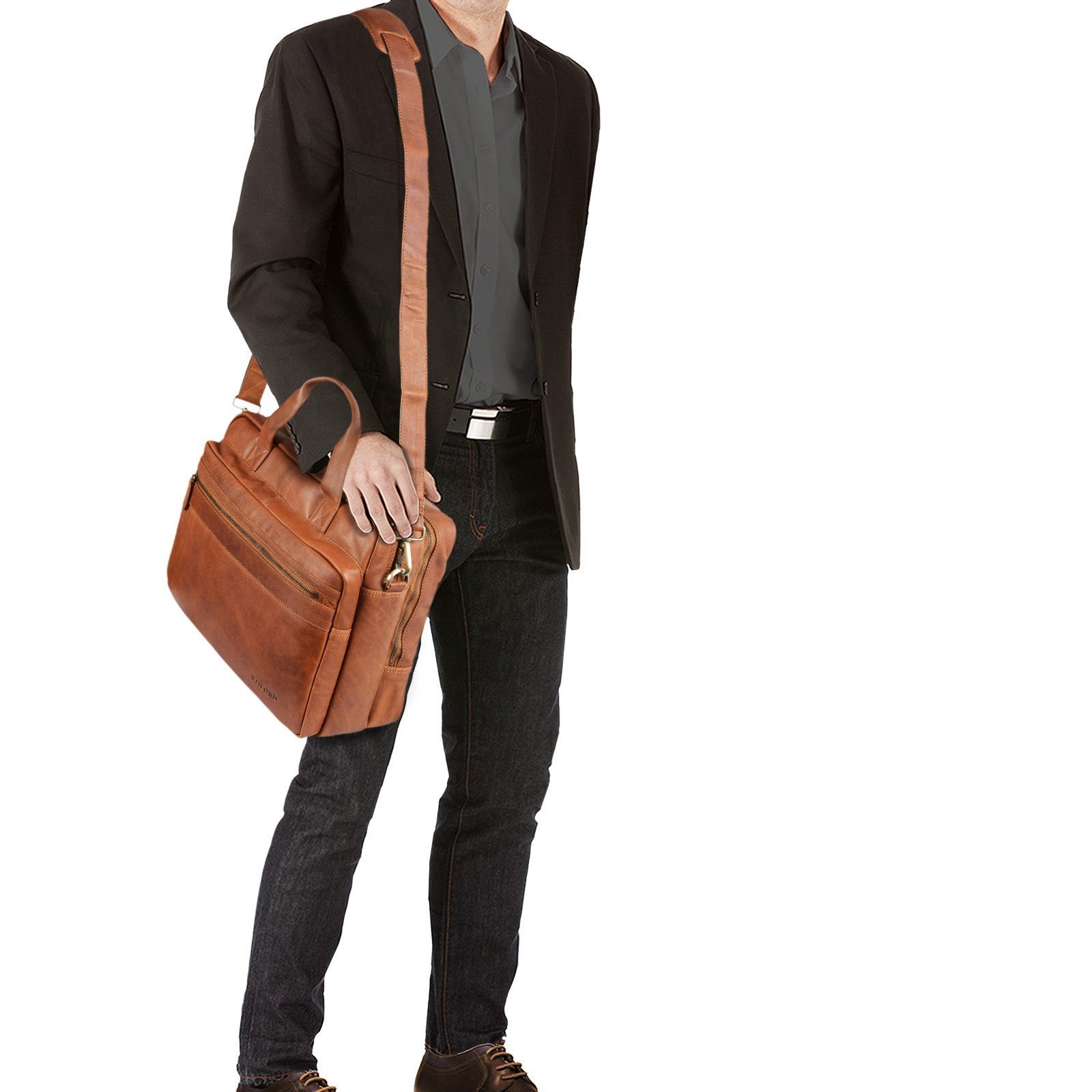 STILORD Aktentasche "Adventure" Lehrertasche Leder groß