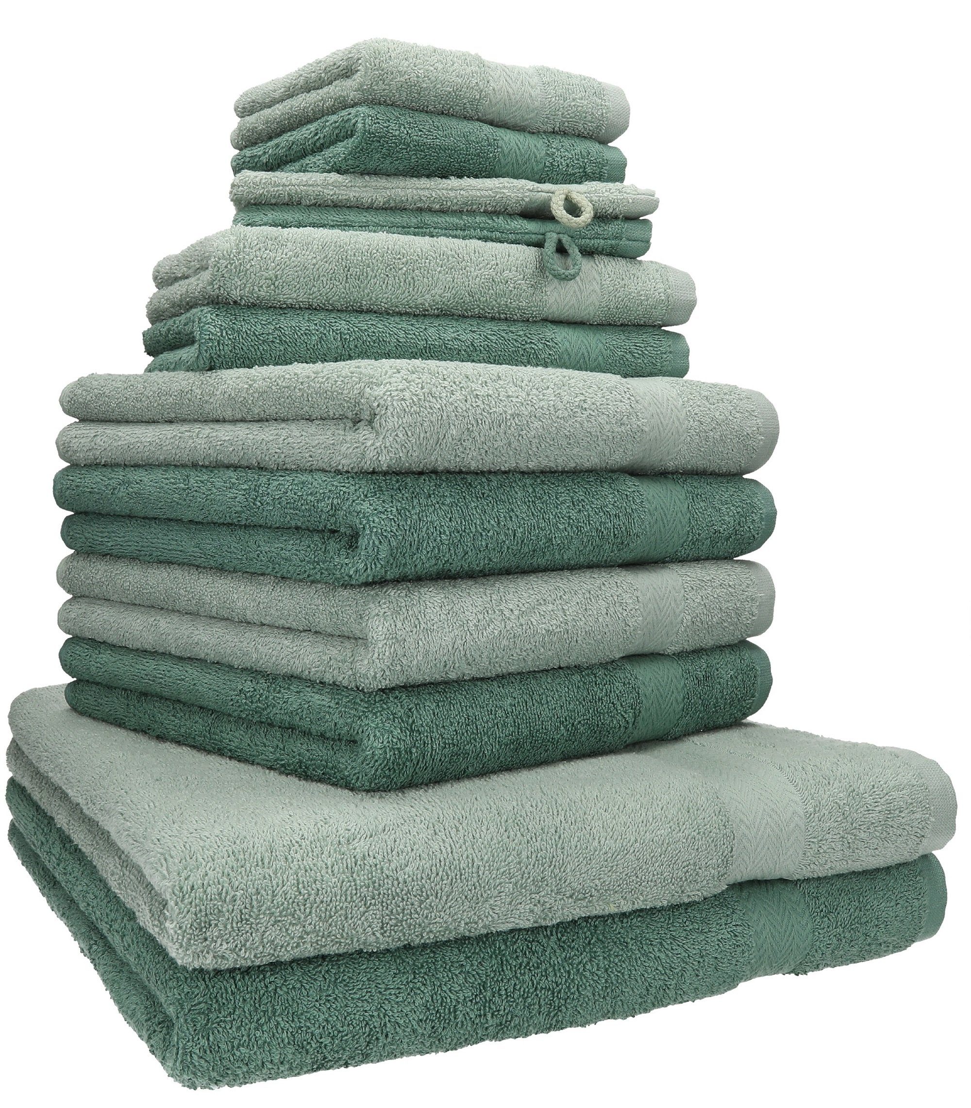 BETZ Handtuch Set 12-TLG. Handtuch Set Premium heugrün/tannengrün Baumwolle, (12-tlg) mehr