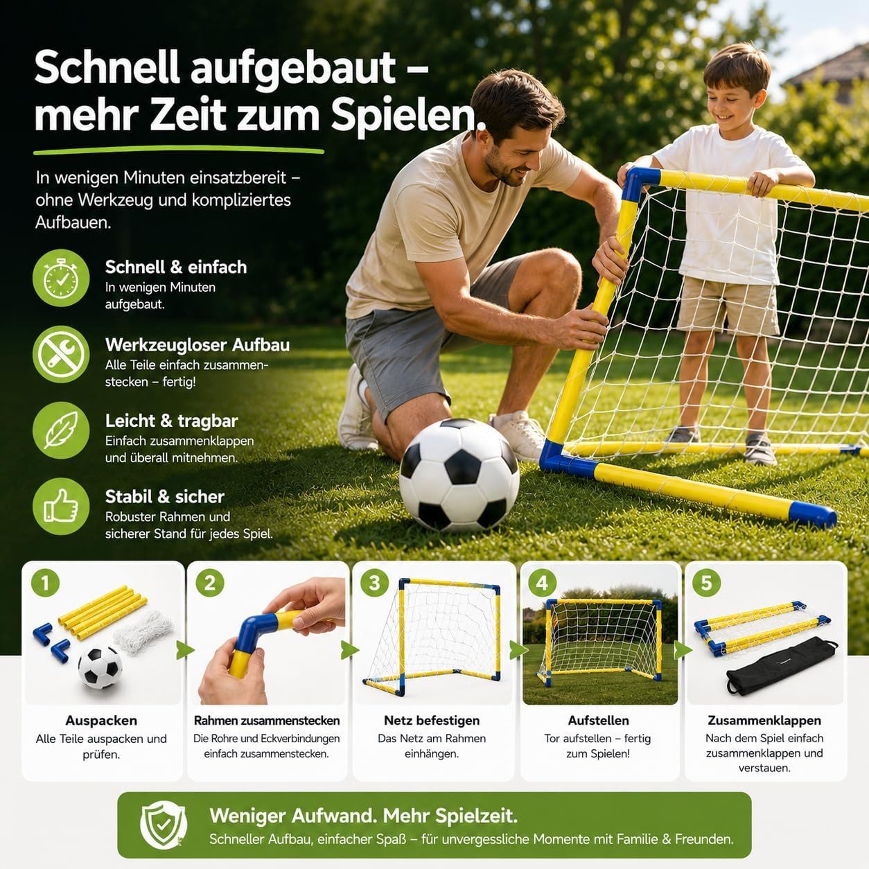 Outdoorn Fußballtor Fußballtor Garten mit Netz und Ball – Tragbares Fußballtor Outdoor (1 St)