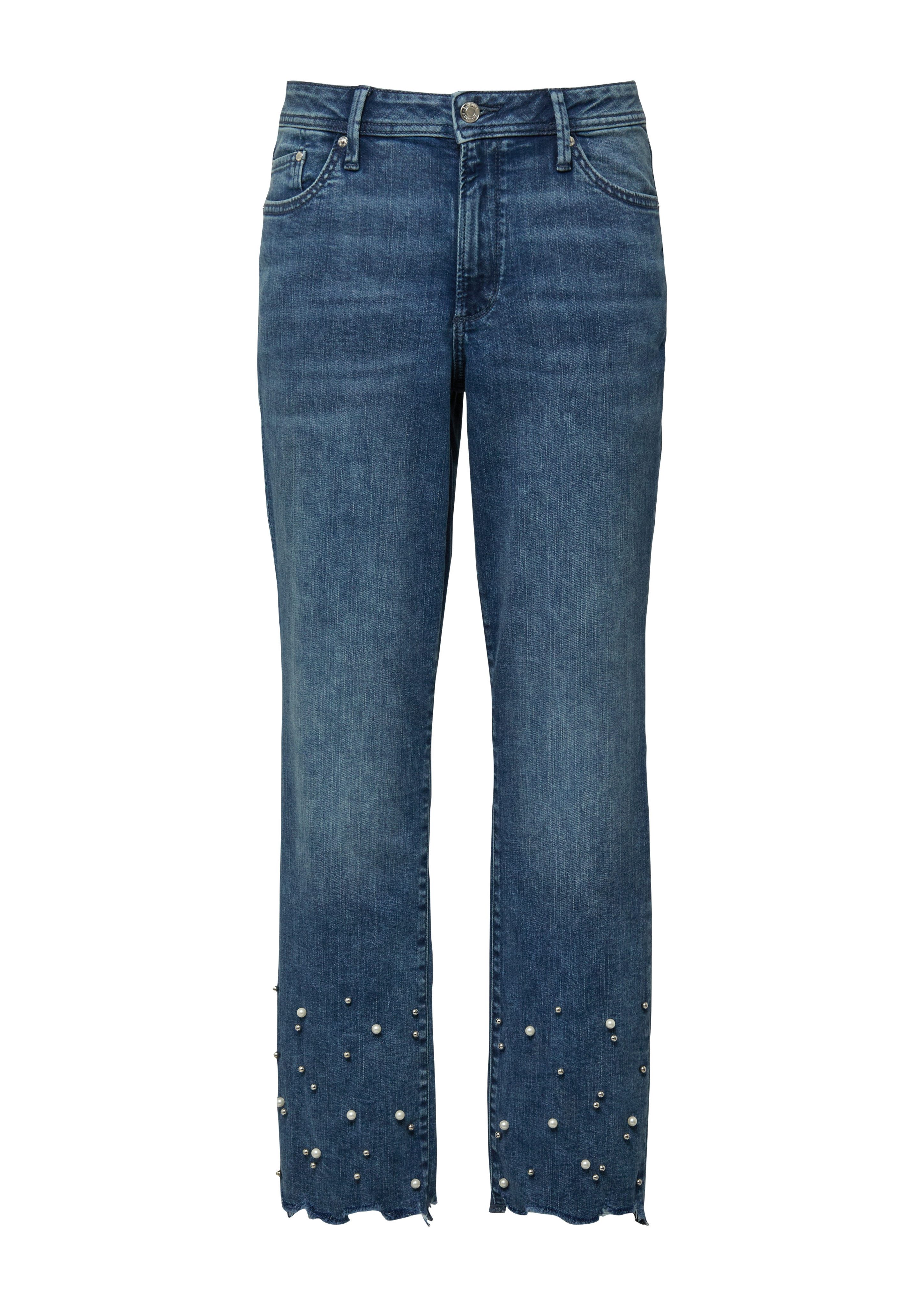 s.Oliver 7/8-Jeans Style Betsy 7/8-Länge mit Perlenbesatz und offenen Nähten