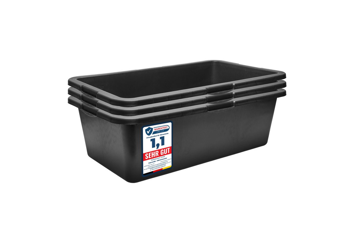Garronda Mörtelkasten Rechteckig Mörtelkübel Kunststoffwanne stabile Maurerkübel GD-0169, (Set, 3-tlg., 3), Mischen von Beton, Mörtel, Gips, Kleber, Sand, Erde, Wasser, Schutt