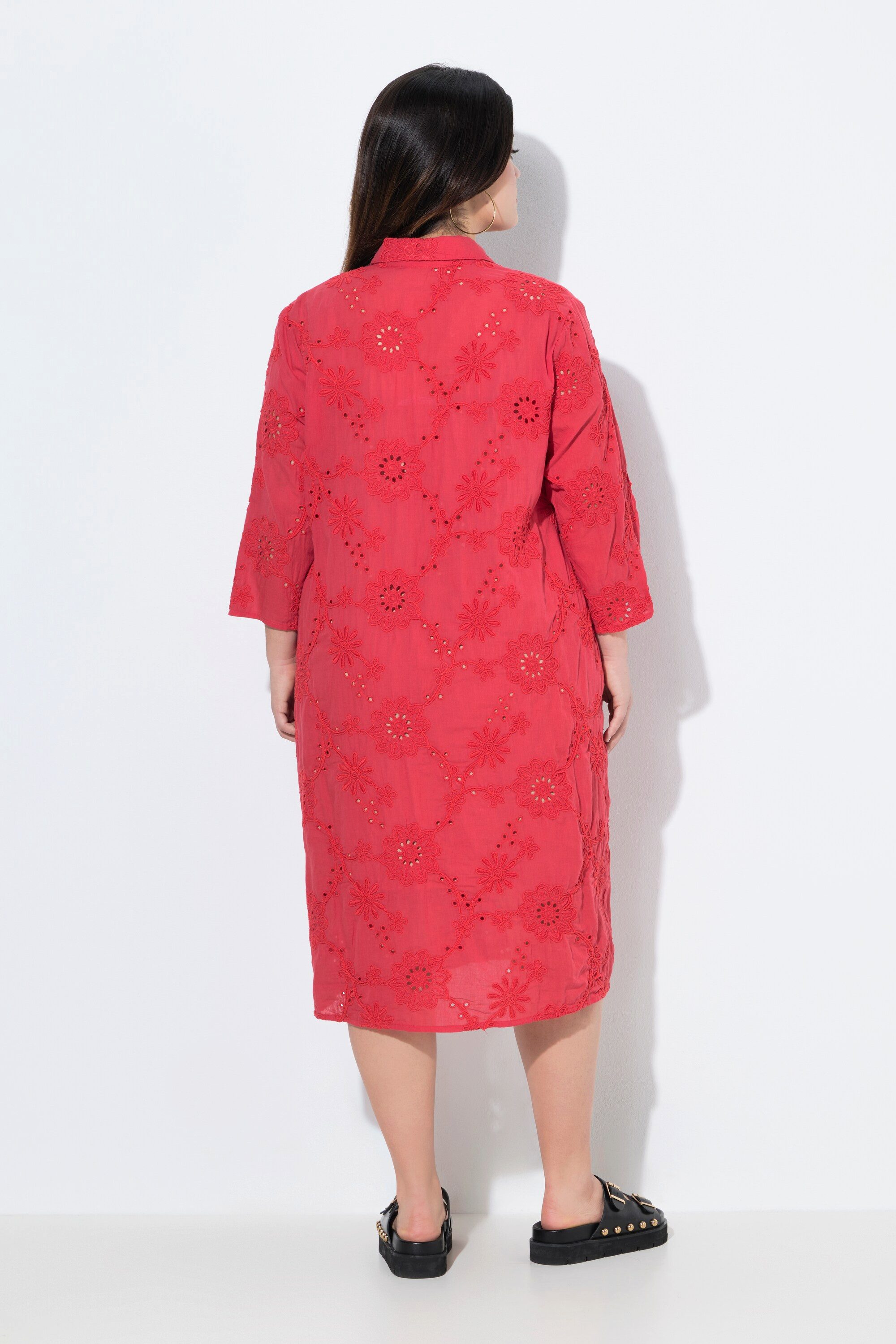 Angel of Style Jerseykleid Hemdblusenkleid A-Linie Lochstickerei