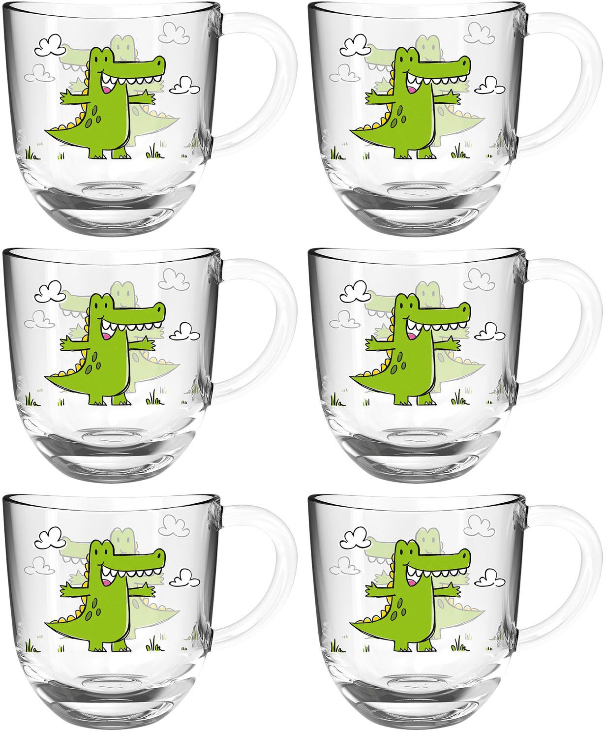 LEONARDO Tasse BAMBINI Krokodil, 6-tlg., Glas, 280 ml, 6-teilig